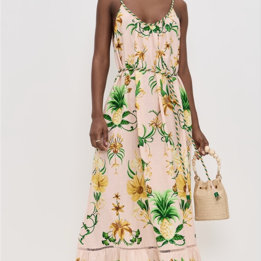 FARM Rio Pink and Green Floral Maxi Dress